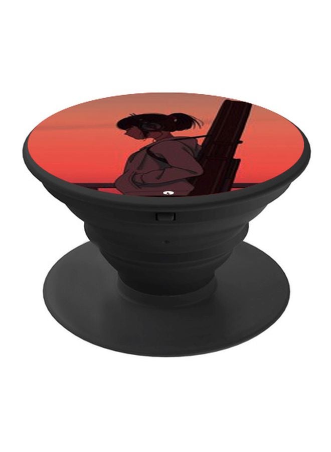 BP Animated Girl Printed Pop Socket Phone Holder Pink/Red/Black - Image 1