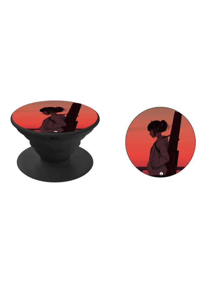 BP Animated Girl Printed Pop Socket Phone Holder Pink/Red/Black - Image 2