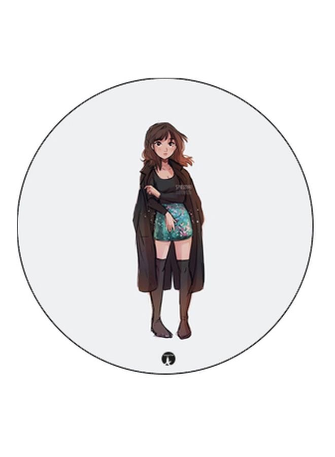 BP Cartoon Girl Printed Pop Socket Phone Holder White/Brown/Black - Image 2