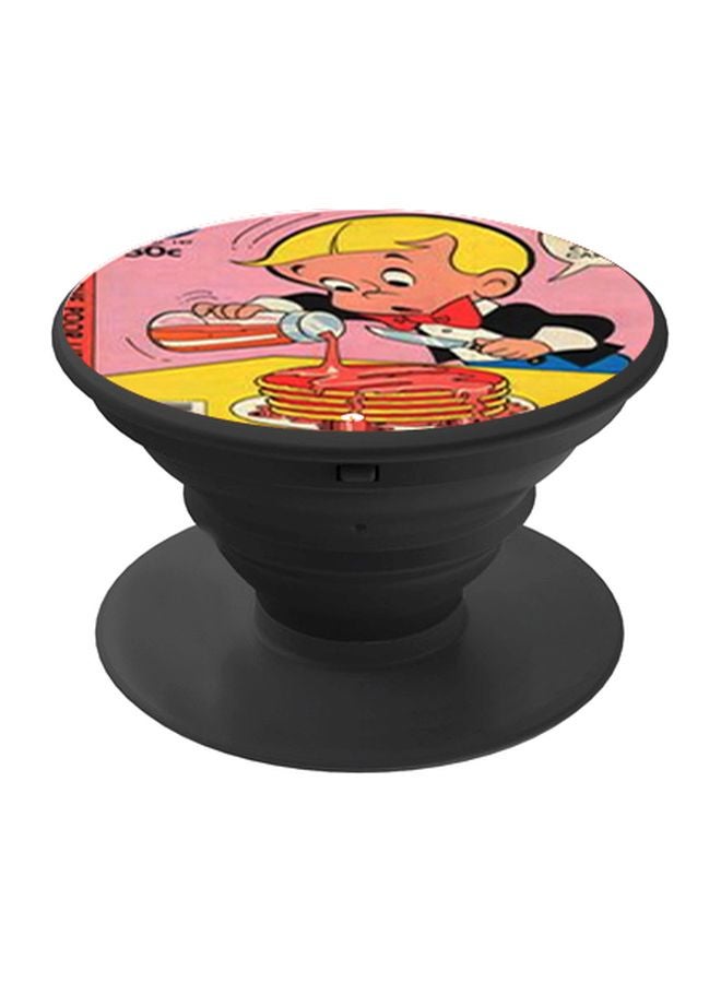 BP Cartoon Printed Pop Socket Phone Holder Black/Yellow/Pink - Image 1