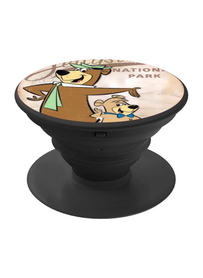 BP Cartoon Printed Pop Socket Phone Holder Black/Brown/Beige - Image 1