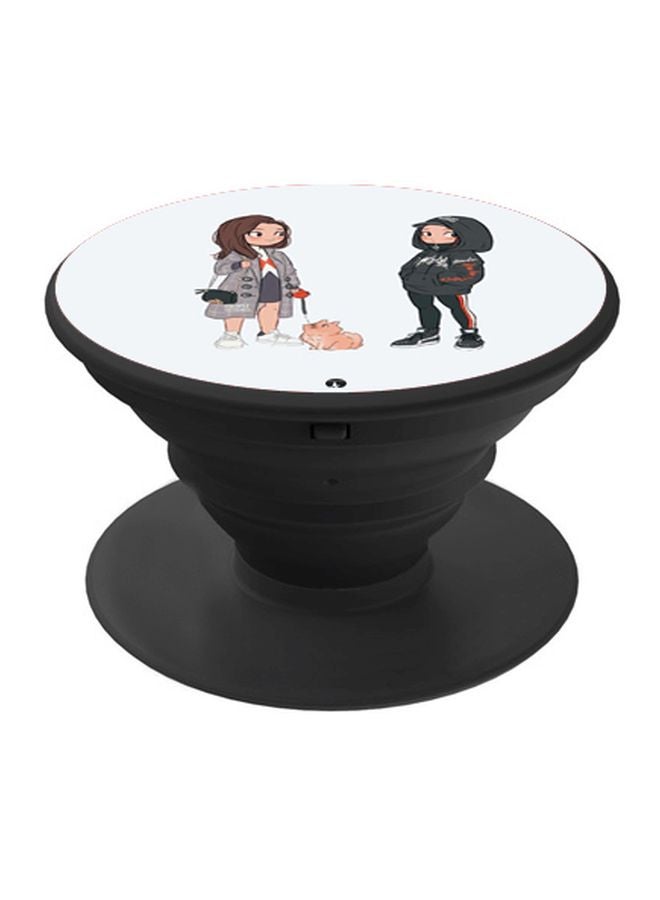 BP Cartoon Girls Printed Pop Socket Phone Holder White/Grey/Black - Image 1