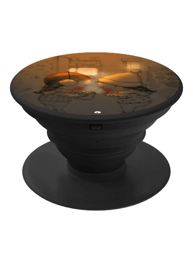 بي بي حامل هاتف على شكل مقبض أصابع منبثق بطبعة رسومات كرتونية بني/ رمادي/ أسود - Image 1