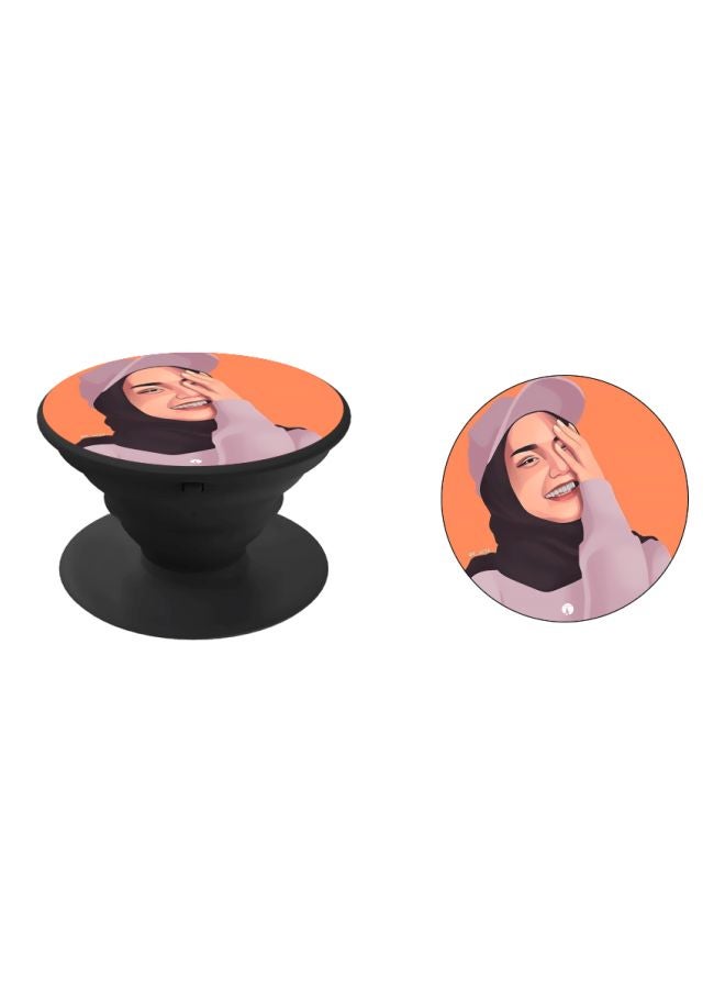 BP Girl Printed Pop Socket Phone Holder Orange/Beige/Black - Image 2