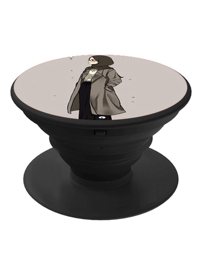 BP Human Figure Printed Pop Socket Phone Holder Grey/Beige/Black - Image 1