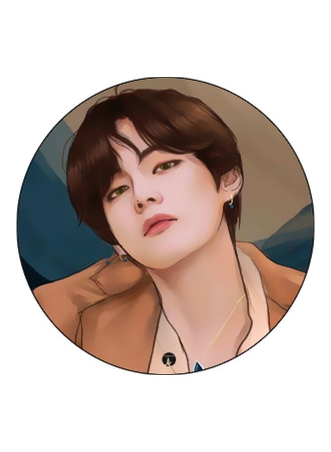 BP BTS V Printed Pop Socket Phone Holder Brown/Blue/Black - Image 2