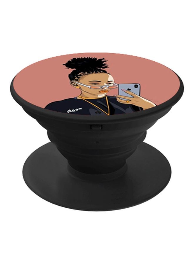 BP Girl Printed Pop Socket Phone Holder Brown/Grey/Black - Image 1