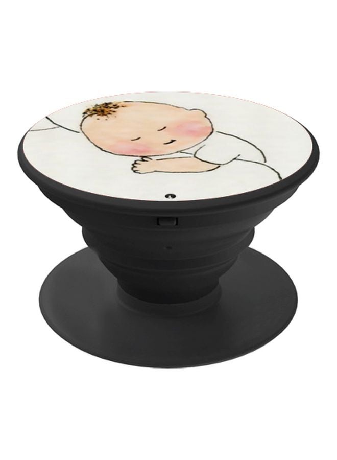 BP Cartoon Printed Pop Socket Phone Holder White/Beige - Image 1