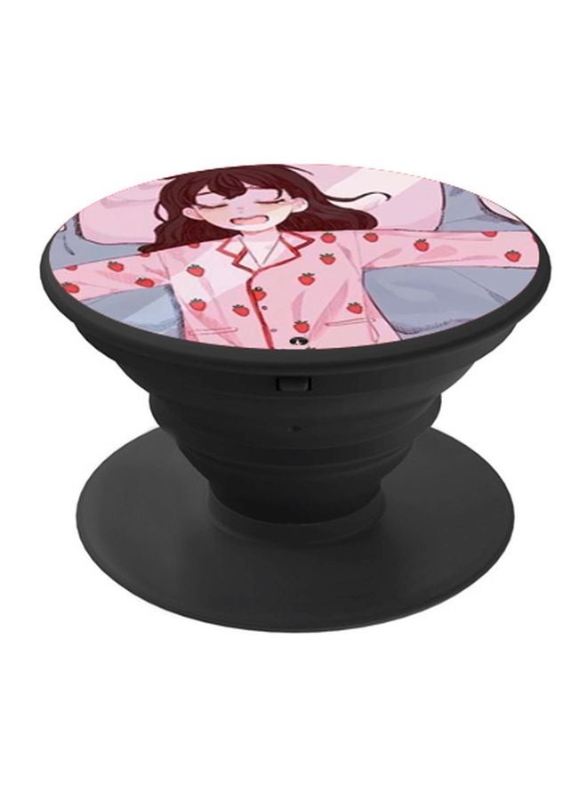 BP Cartoon Girl Printed Pop Socket Phone Holder Pink/Blue/Brown - Image 1