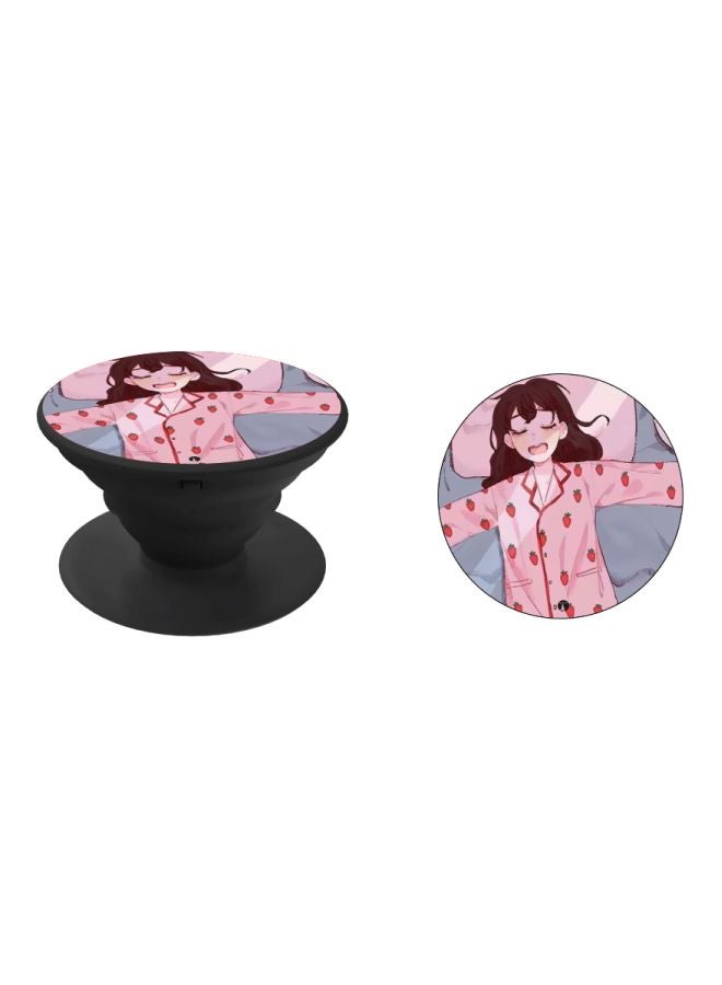 BP Cartoon Girl Printed Pop Socket Phone Holder Pink/Blue/Brown - Image 2