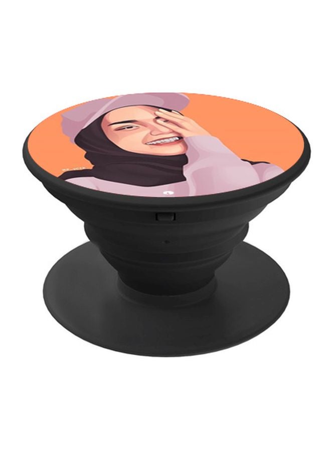 BP Girl Printed Pop Socket Phone Holder Orange/Beige/Black - Image 1
