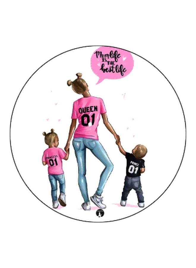 BP Mom With Children Printed Pop Socket Phone Holder White/Pink/Blue - Image 2