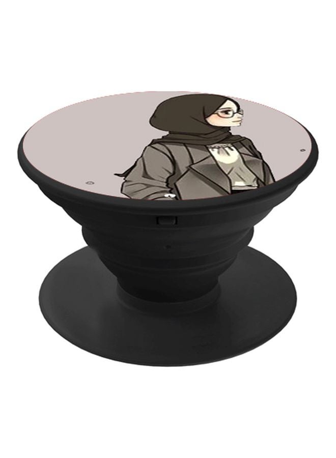 BP Girl Printed Pop Socket Phone Holder Grey/Beige/Black - Image 1
