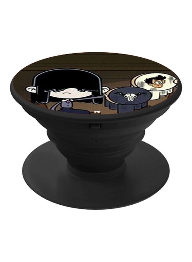 BP Cartoon Printed Pop Socket Phone Holder Brown/Grey/Black - Image 1