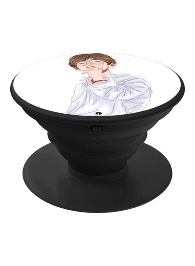 BP BTS V Printed Pop Socket Phone Holder White/Brown/Black - Image 1