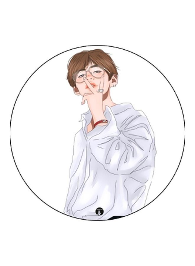 BP BTS V Printed Pop Socket Phone Holder White/Brown/Black - Image 2