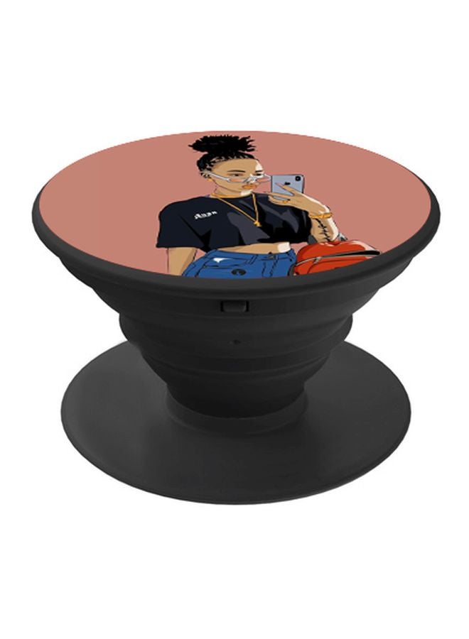 BP Girl Printed Pop Socket Phone Holder Brown/Grey/Black - Image 1