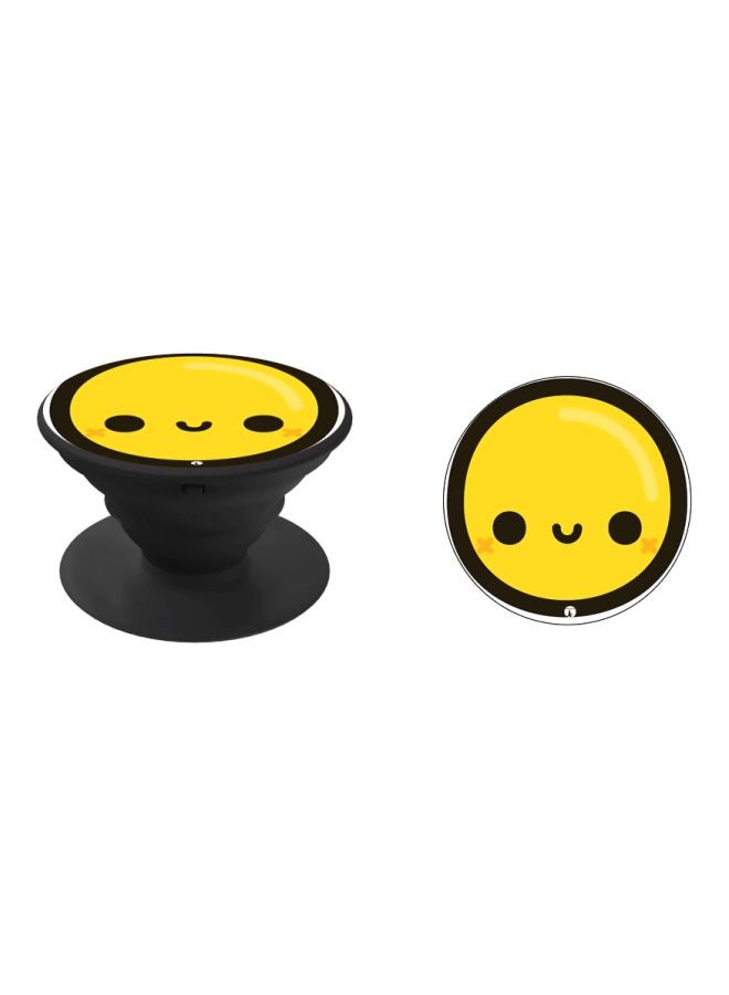 BP Cute Face Printed Pop Socket  Phone Holder Black/Yellow - Image 2
