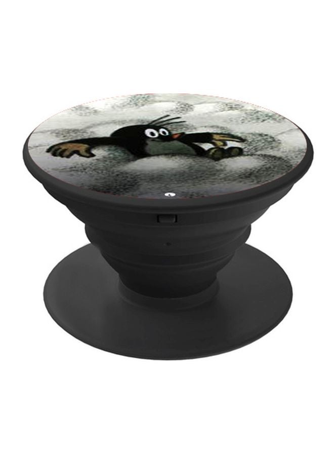 بي بي حامل هاتف على شكل مقبض أصابع منبثق بطبعة رسومات كرتونية رمادي / أبيض / أسود - Image 1