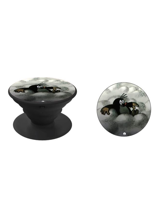 بي بي حامل هاتف على شكل مقبض أصابع منبثق بطبعة رسومات كرتونية رمادي / أبيض / أسود - Image 2