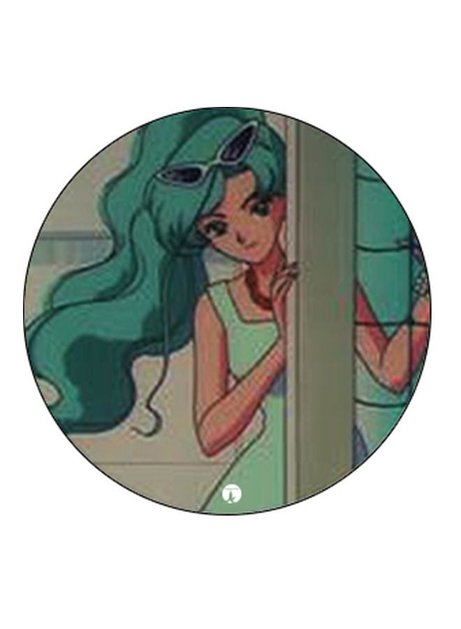 BP Cartoon Girl Printed Pop Socket Phone Holder Green/Beige - Image 2