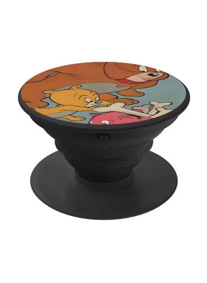 بي بي حامل هاتف على شكل مقبض أصابع منبثق بطبعة رسومات كرتونية بني/ رمادي/ أسود - Image 1