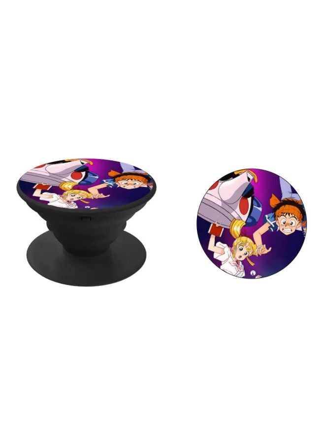 BP Cartoon Printed Pop Socket Phone Holder Purple/Yellow/Black - Image 2