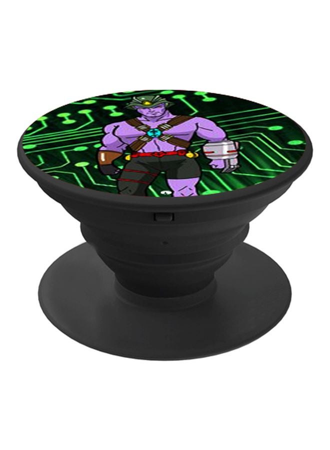 بي بي حامل هاتف على شكل مقبض أصابع منبثق بطبعة رسومات كرتونية أرجواني/أخضر/أسود - Image 1