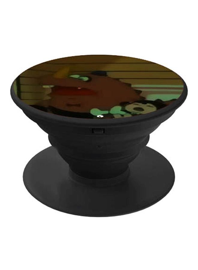 BP Cartoon Rhinoceros Printed Pop Socket Phone Holder Brown/Green/Black - Image 1
