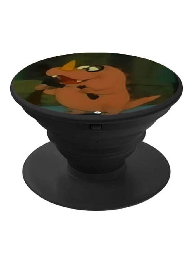 BP Cartoon Rhinoceros Printed Pop Socket Phone Holder Brown/Green/Black - Image 1