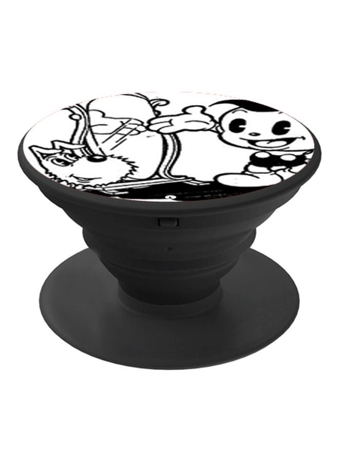 BP Cartoon Printed Pop Socket Phone Holder White/Black - Image 1