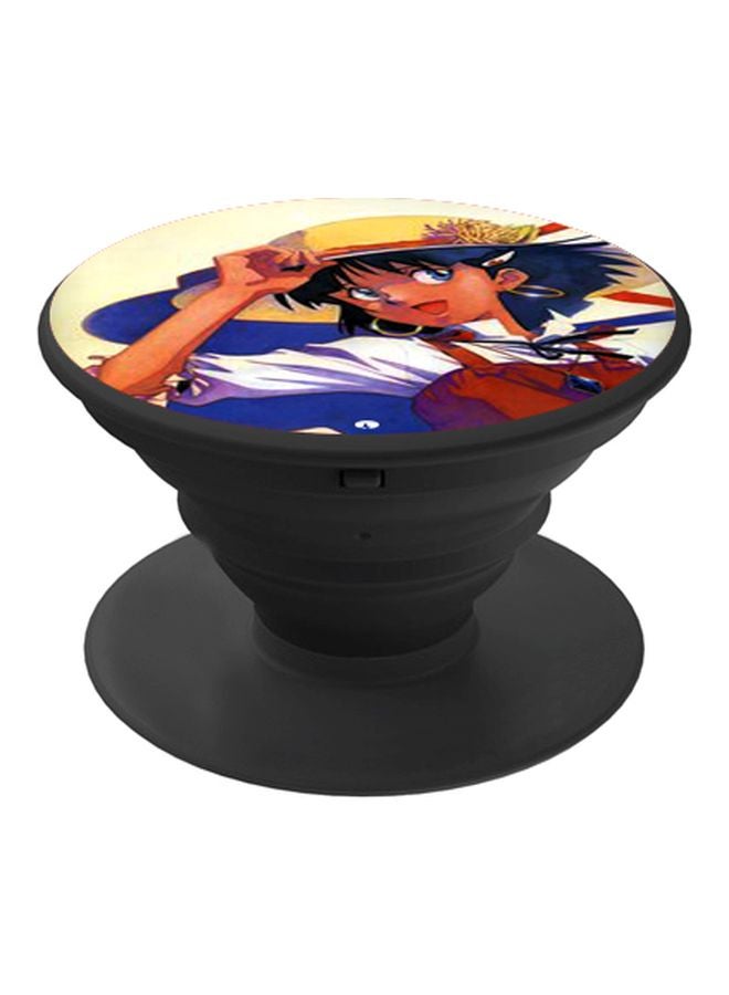 BP Cartoon Printed Pop Socket Phone Holder Brown/White/Blue - Image 1