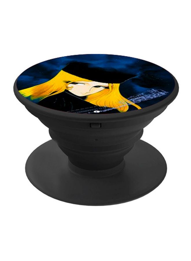 BP Animated Girl Printed Pop Socket Phone Holder Blue/Yellow/Beige - Image 1