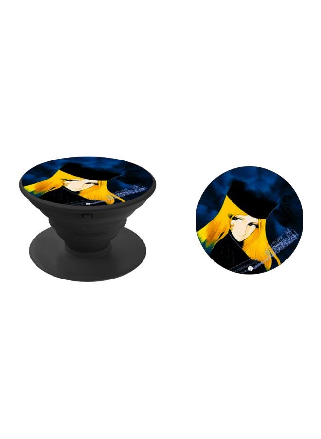 BP Animated Girl Printed Pop Socket Phone Holder Blue/Yellow/Beige - Image 2