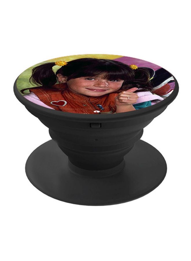 BP Girl Printed Pop Socket Phone Holder Brown/Yellow/Black - Image 1