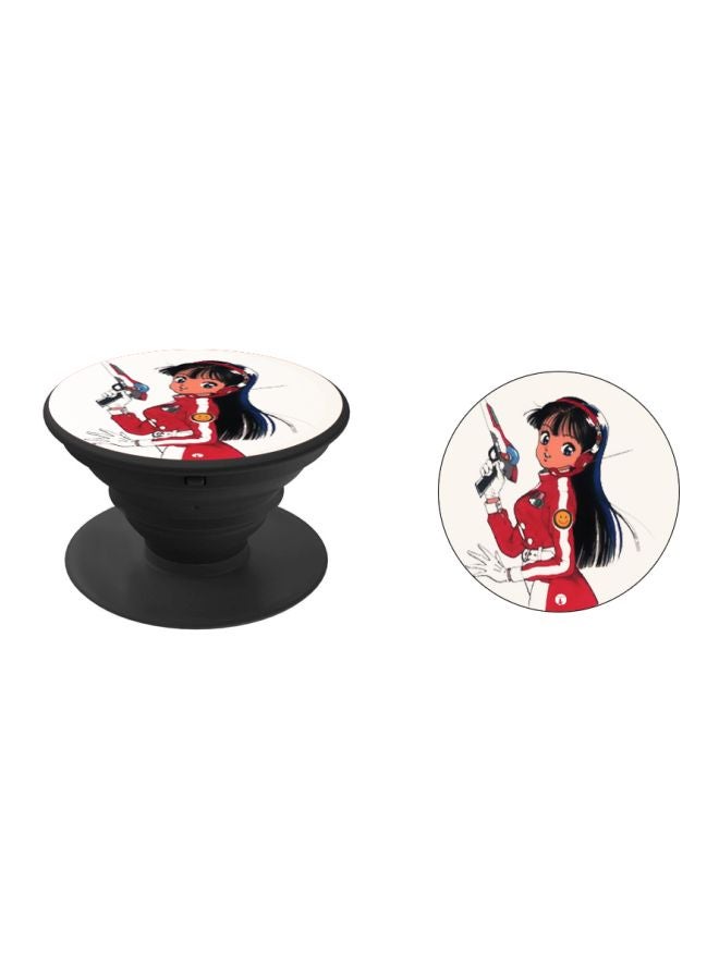 BP Cartoon Girl Printed Pop Socket Phone Holder Red/White/Black - Image 2