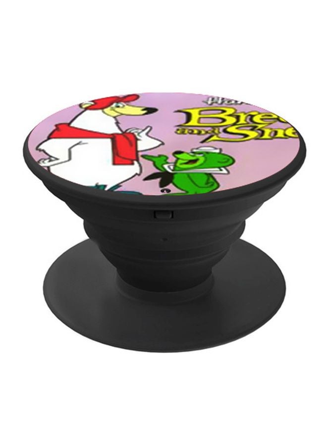 BP Cartoon Printed Pop Socket Phone Holder Black/White/Pink - Image 1