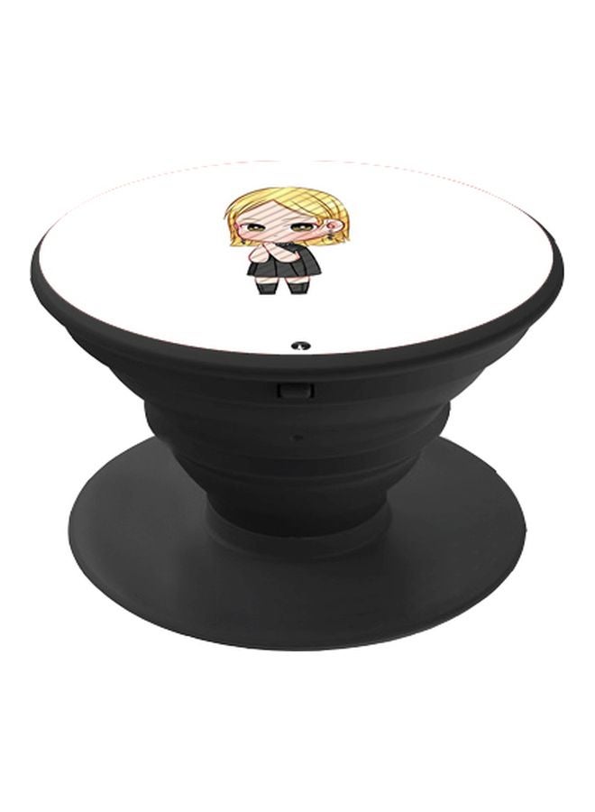 بي بي حامل هاتف على شكل مقبض أصابع منبثق بطبعة رسومات كرتونية أبيض/رمادي/أصفر - Image 1