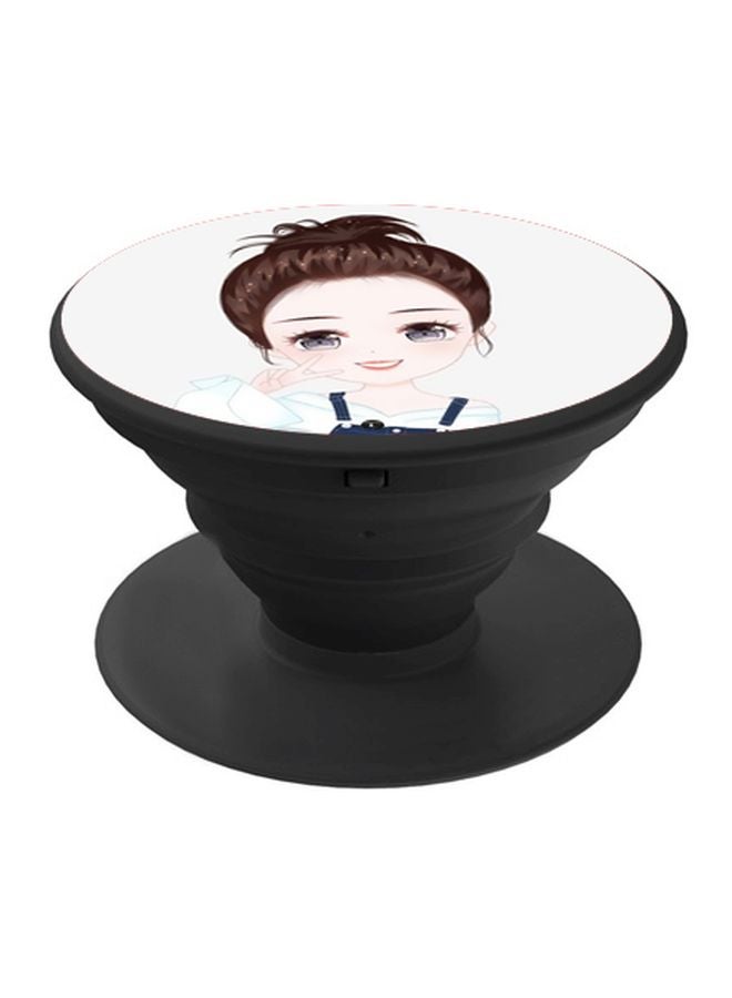BP Girl Printed Pop Socket Phone Holder White/Brown/Beige - Image 1