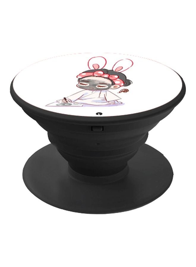 بي بي حامل هاتف على شكل مقبض أصابع منبثق بطبعة رسومات كرتونية أبيض/رمادي/وردي - Image 1