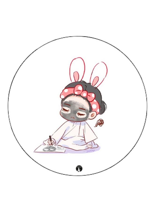 بي بي حامل هاتف على شكل مقبض أصابع منبثق بطبعة رسومات كرتونية أبيض/رمادي/وردي - Image 2