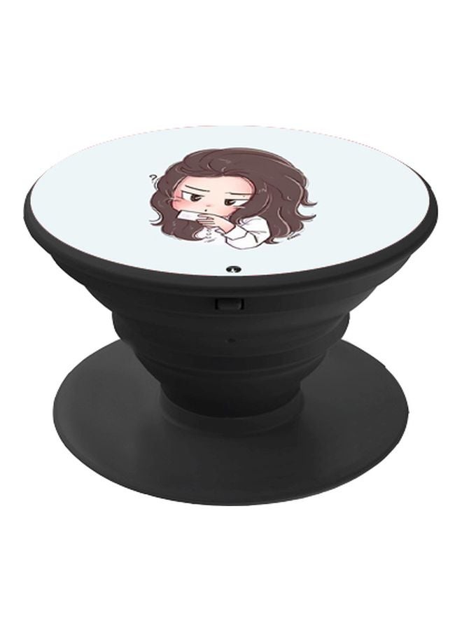 بي بي حامل هاتف على شكل مقبض أصابع منبثق بطبعة رسومات كرتونية أزرق فاتح/بني/وردي - Image 1