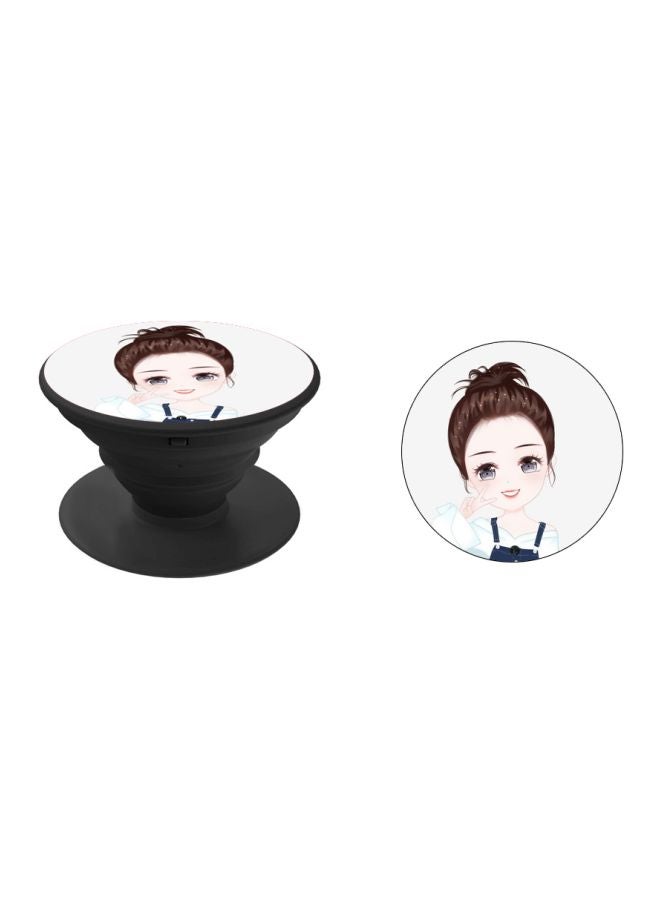 BP Girl Printed Pop Socket Phone Holder White/Brown/Beige - Image 2