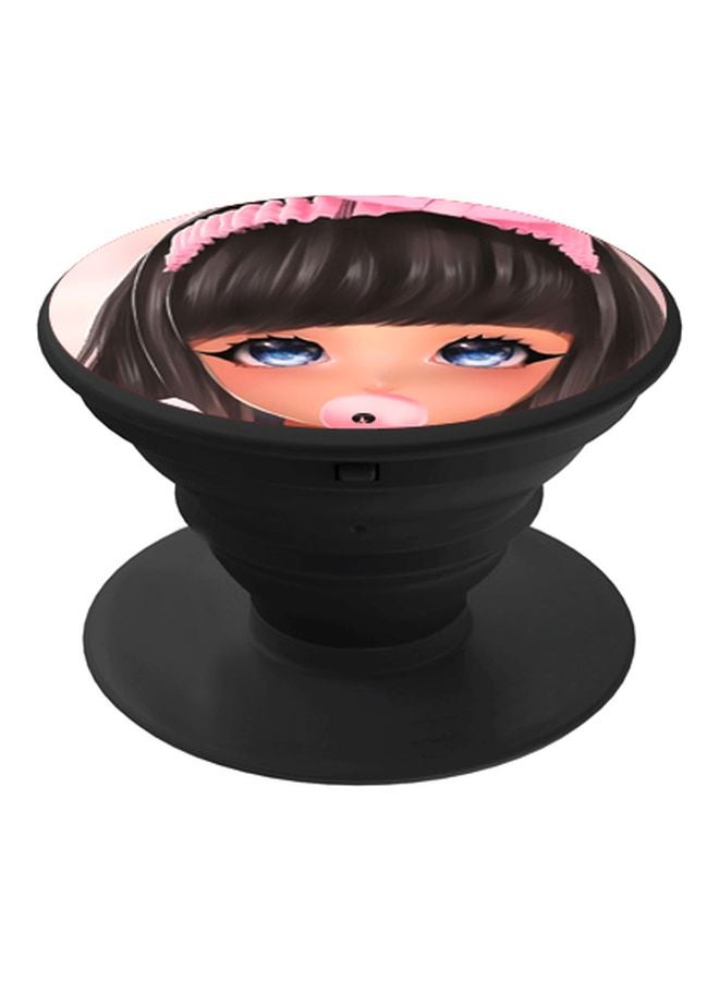 BP Girl Printed Pop Socket Phone Holder Black/Beige/Pink - Image 1