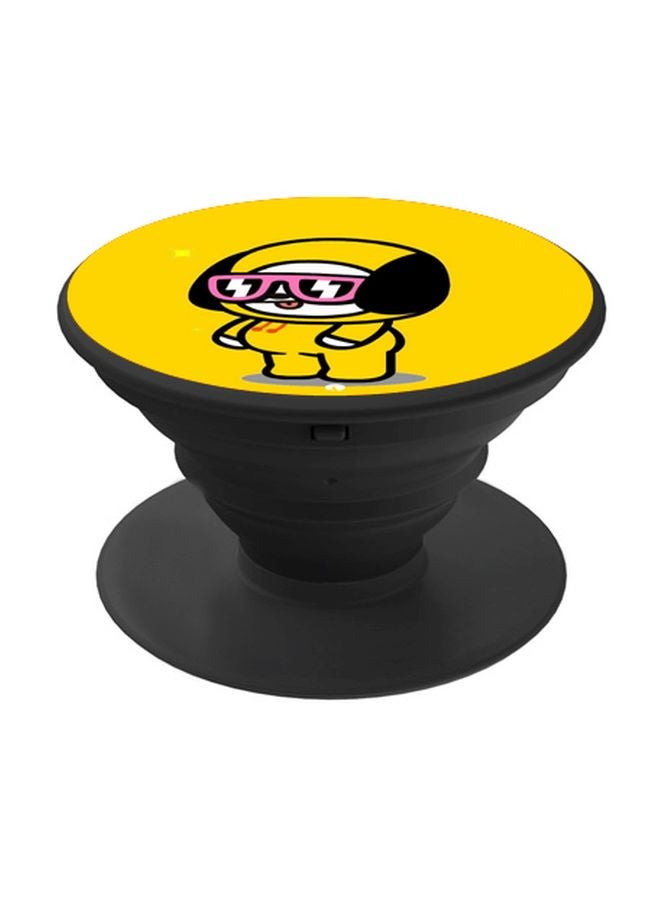 بي بي حامل هاتف على شكل مقبض أصابع منبثق بطبعة رسومات كرتونية أصفر/وردي/أسود - Image 1