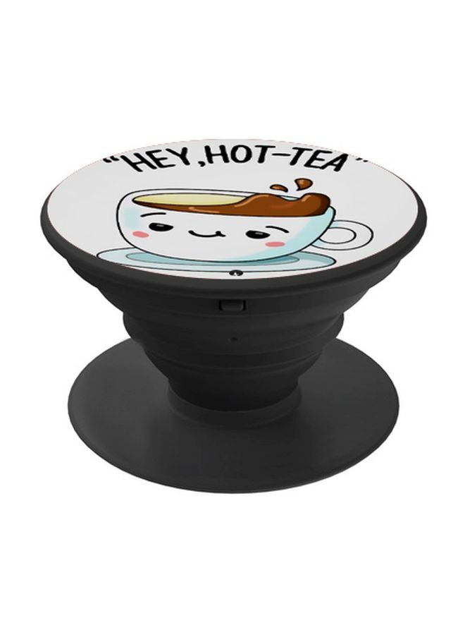 BP Hey Hot Tea Printed Pop Socket Phone Holder Grey/ White/Brown - Image 1