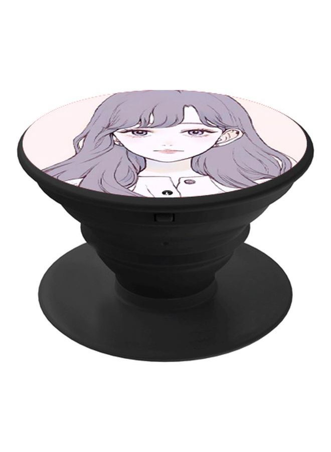 BP Girl Printed Pop Socket Phone Holder Grey/Pink/Black - Image 1