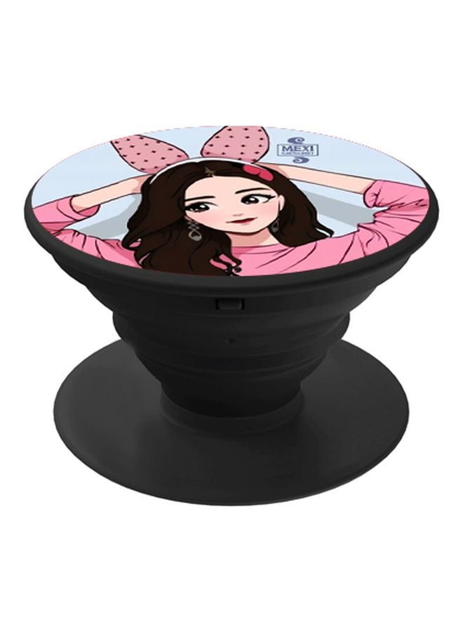 BP Girl Printed Pop Socket Phone Holder Pink/Brown/Beige - Image 1