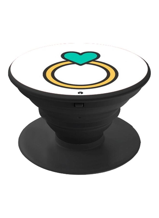 BP Ring Printed Pop Socket Phone Holder White/Yellow - Image 1