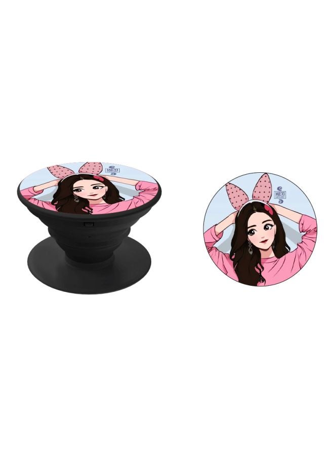 BP Girl Printed Pop Socket Phone Holder Pink/Brown/Beige - Image 2